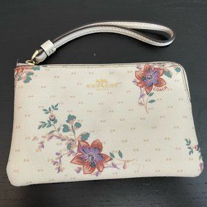 Coach White Floral Wristlet